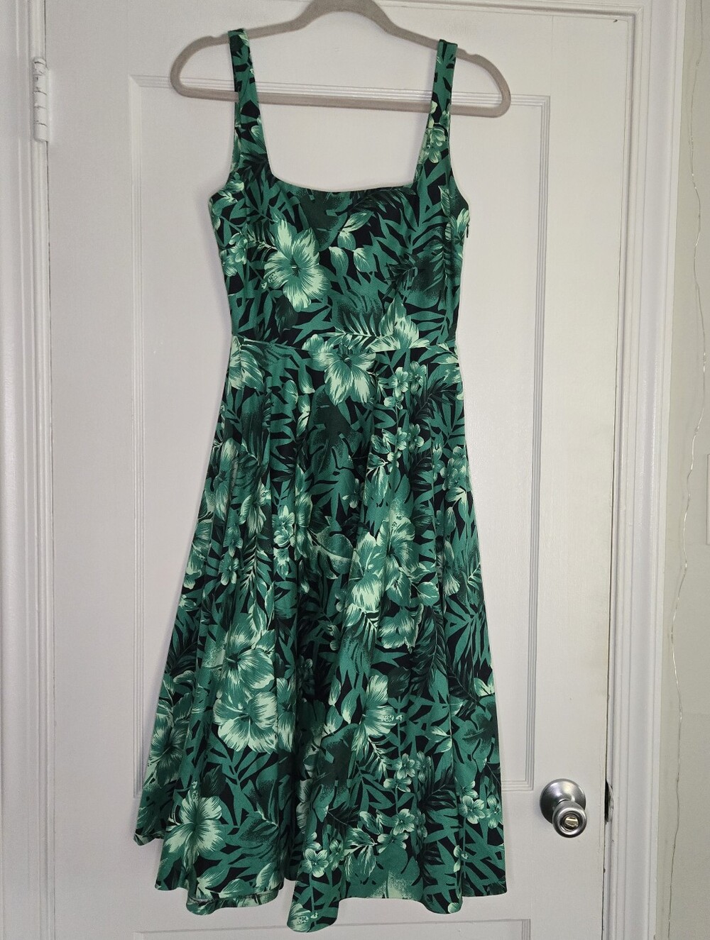 Zara Green Floral Midi Dress Womens Romantic Cottagecore Dress